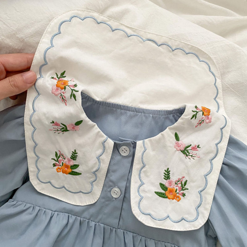 【BABY】刺繍襟ロンパーススカートSK092817