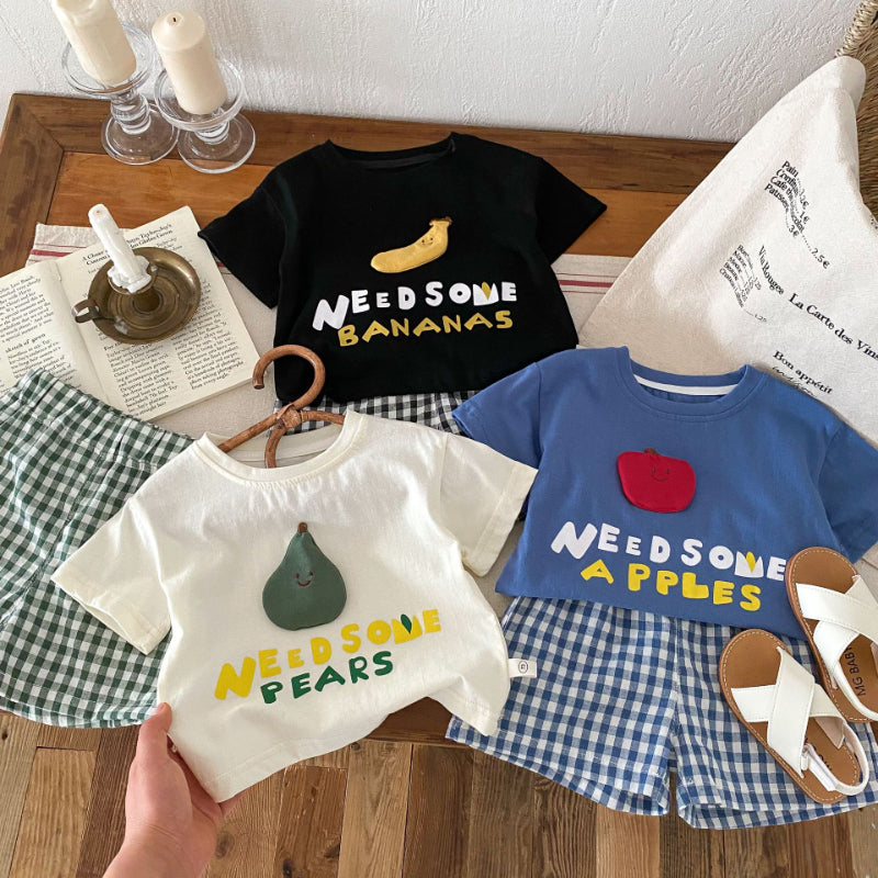 【BABY&KID】夏新作 アルファベットTシャツ&チェックショートパンツSK070210