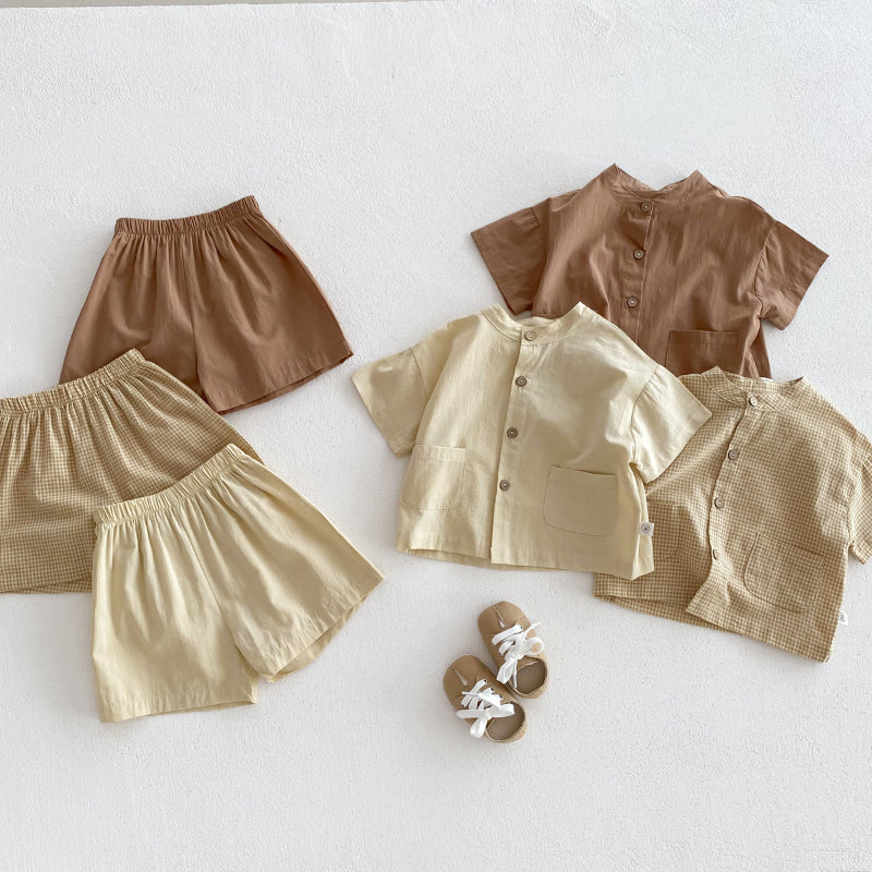【BABY&KID】夏新作 無地半袖セットSK071023
