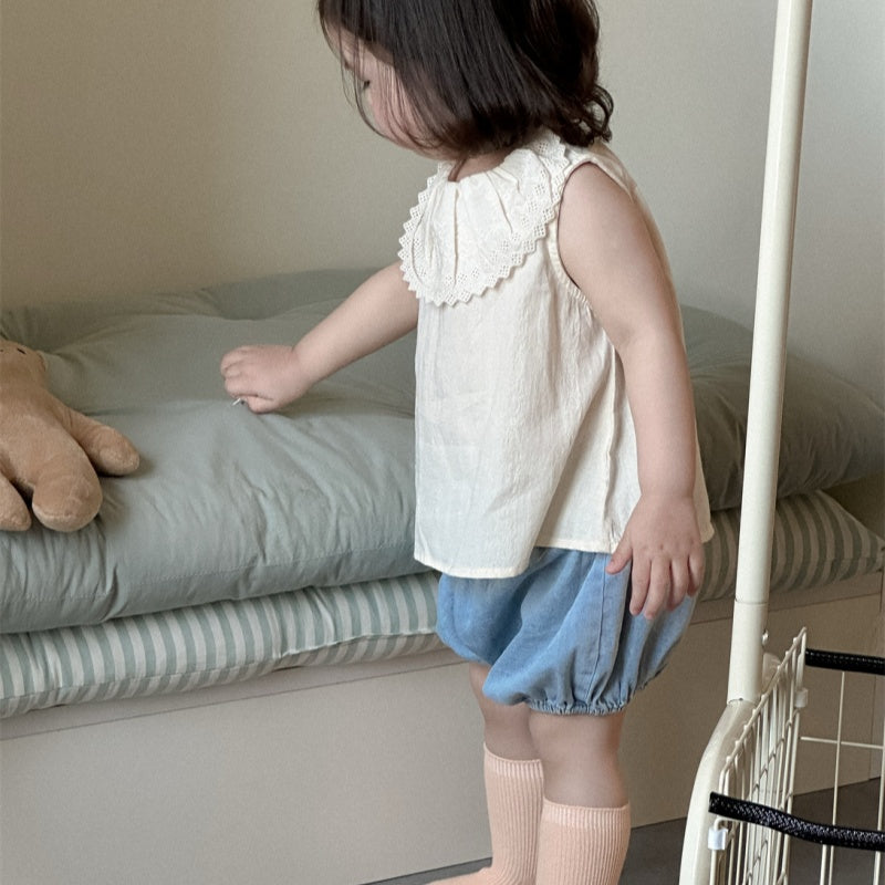 【BABY】夏新作 フリルブラウス、デニムショートパンツSK092220