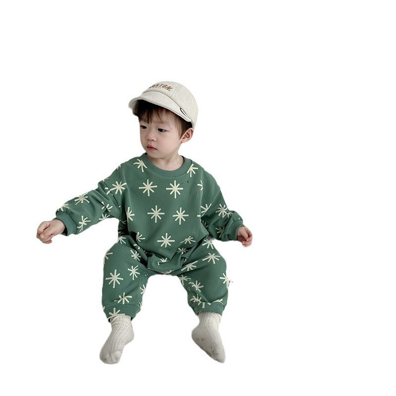 【BABY】雪の結晶柄オールインワンSK11528