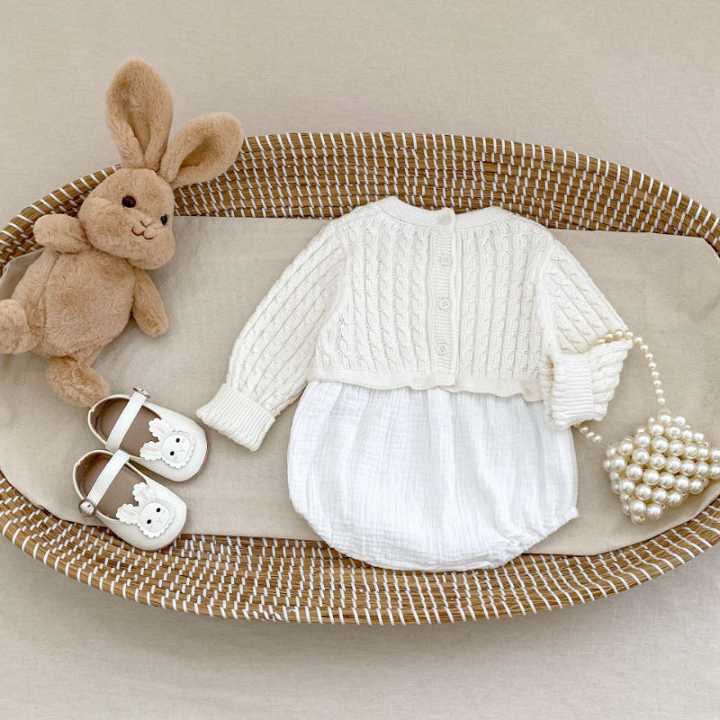 【BABY】ニット切替コットンロンパースSK093007