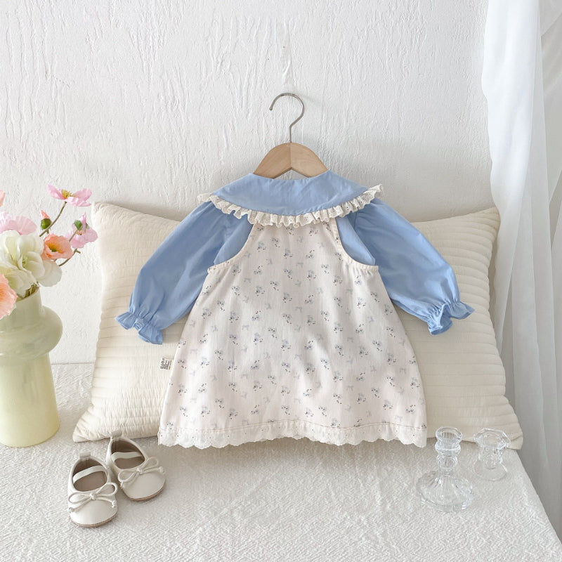 【BABY&KID】花柄サロペットスカート&ガールシャツSK092434