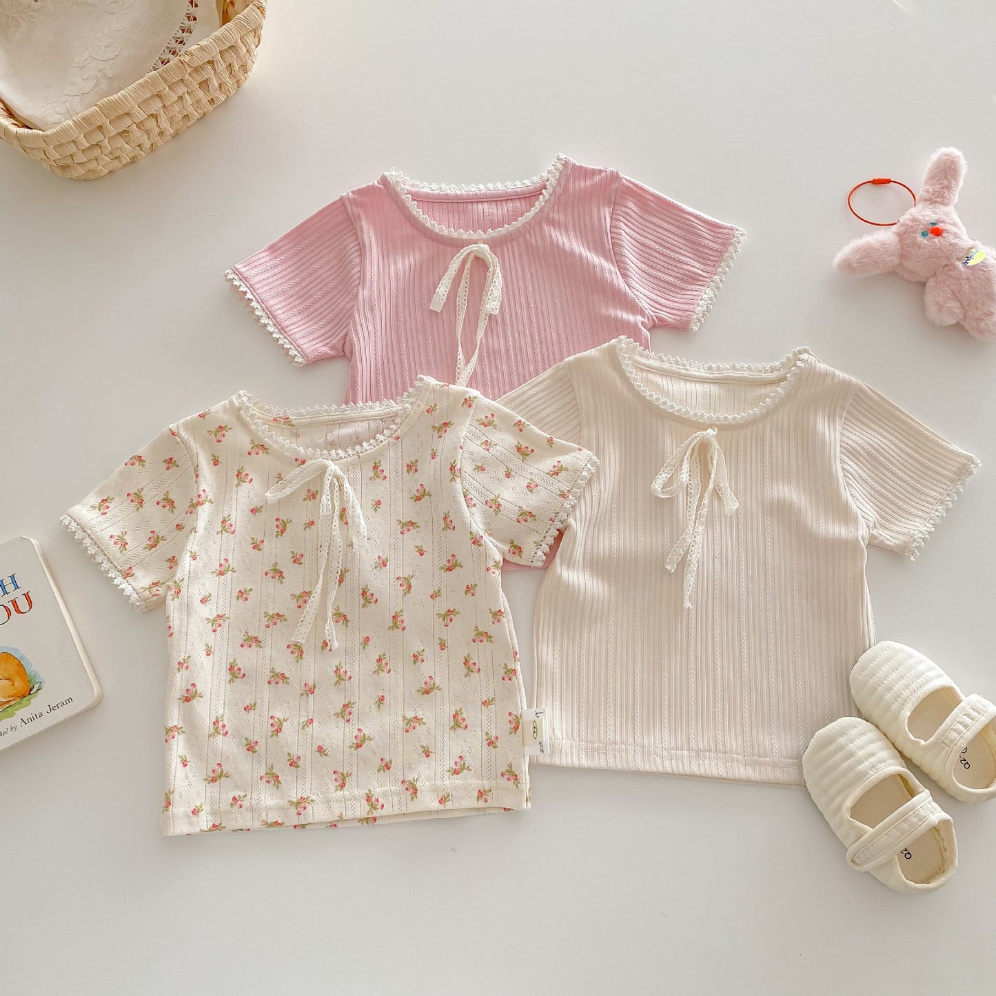 【BABY&KID】夏新作 無地&小花柄コットンTシャツSKO71210