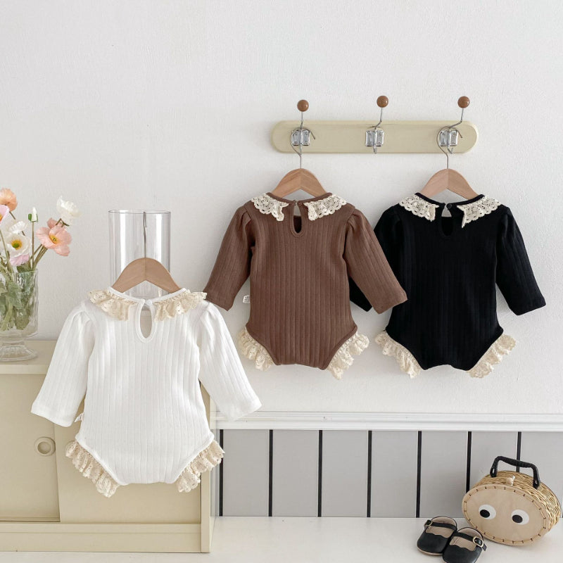 【BABY】レースクルーネックリブロンパース、レースレギンスSK100726