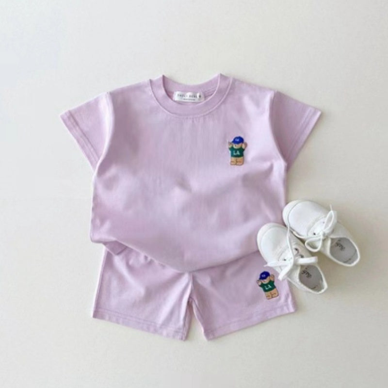 【BABY&KID】夏新作 ベア刺繍セットアップSK091203