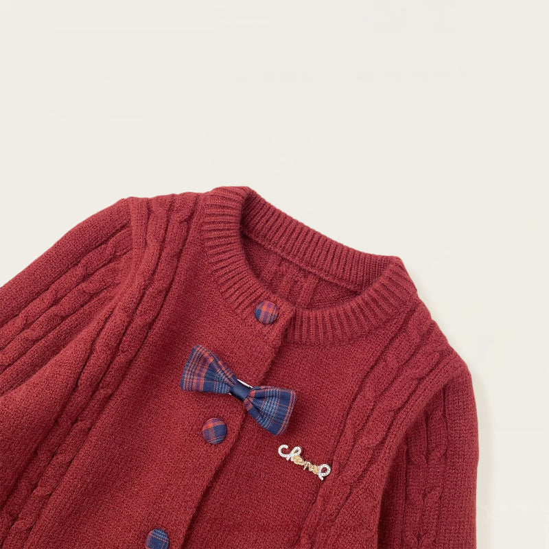 【BABY&KID】リボンニットカーディガン&ジャンパースカートSK102425