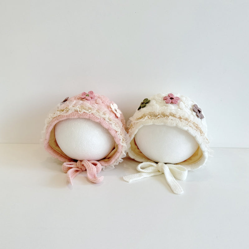 【HAT】三つ花レースベビーボンネットSK101611
