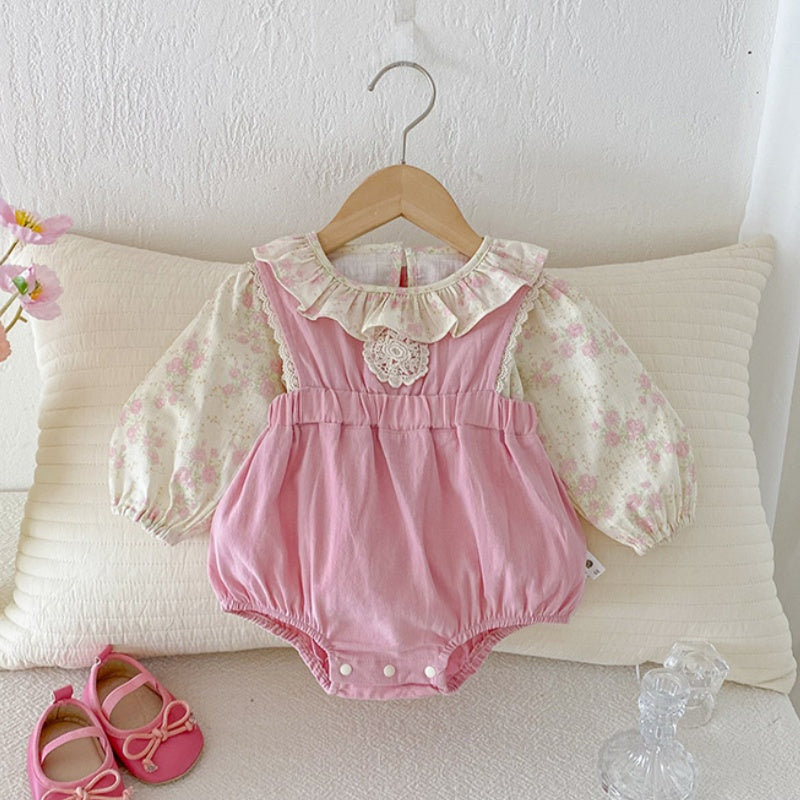 【BABY】花刺繍サロペットロンパース&小花柄ブラウスSK100413