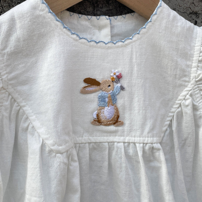 【BABY】夏新作 うさぎ刺繍ロンパースSK091705
