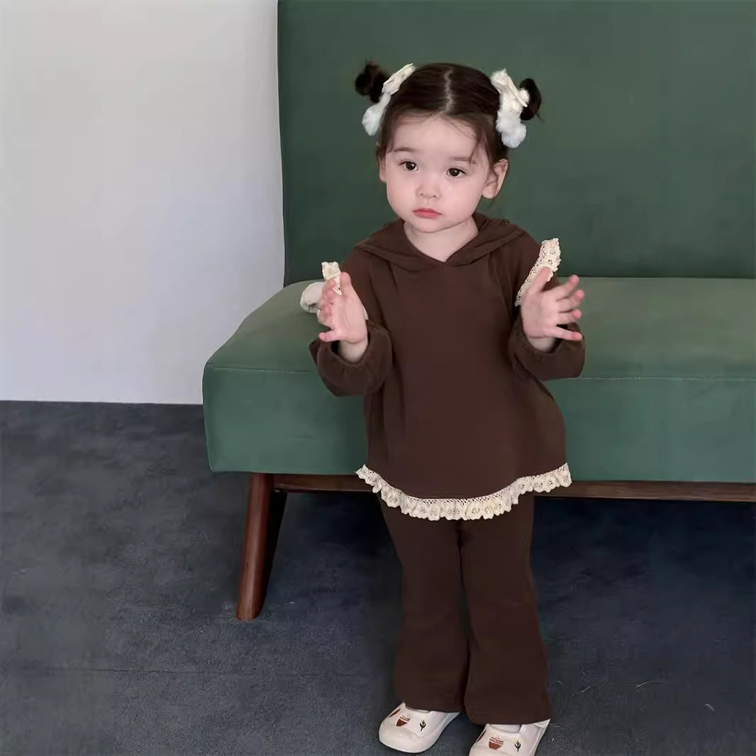 【BABY&KID】レース無地トップス&パンツセットSK012405