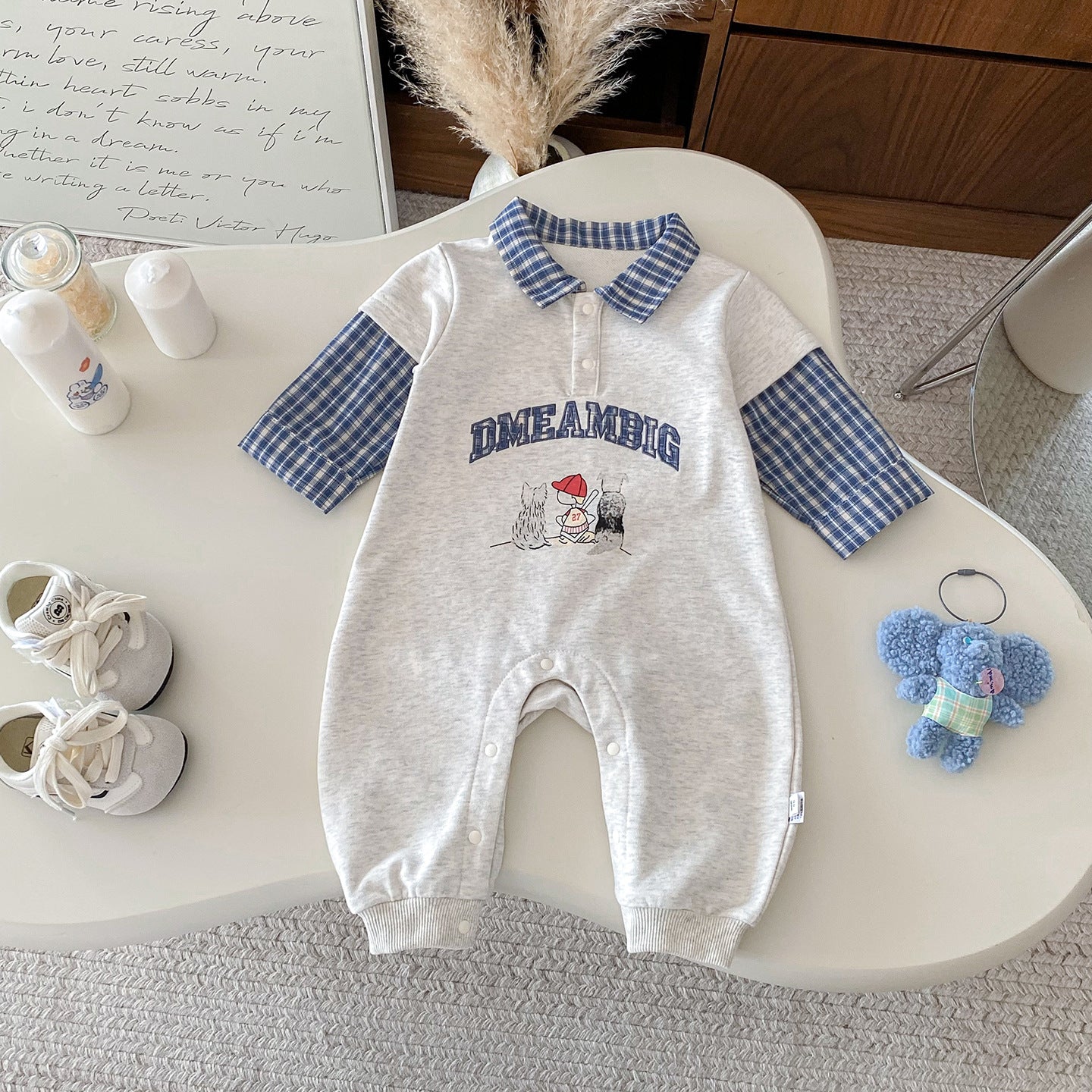 【BABY】フェイクレイヤードラグランカバーオールSK100409