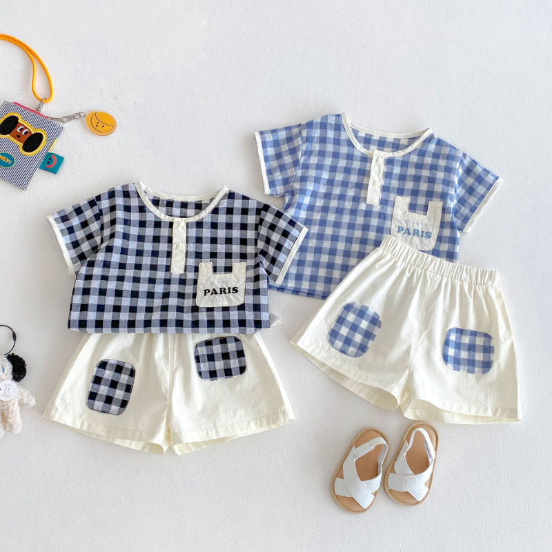 【BABY&KID】夏新作 オシャレチェックセットアップSK070216