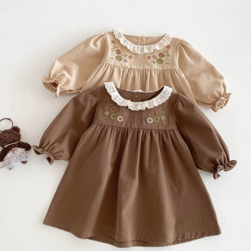 【BABY&KID】レトロ花刺繡ワンピースSK050805