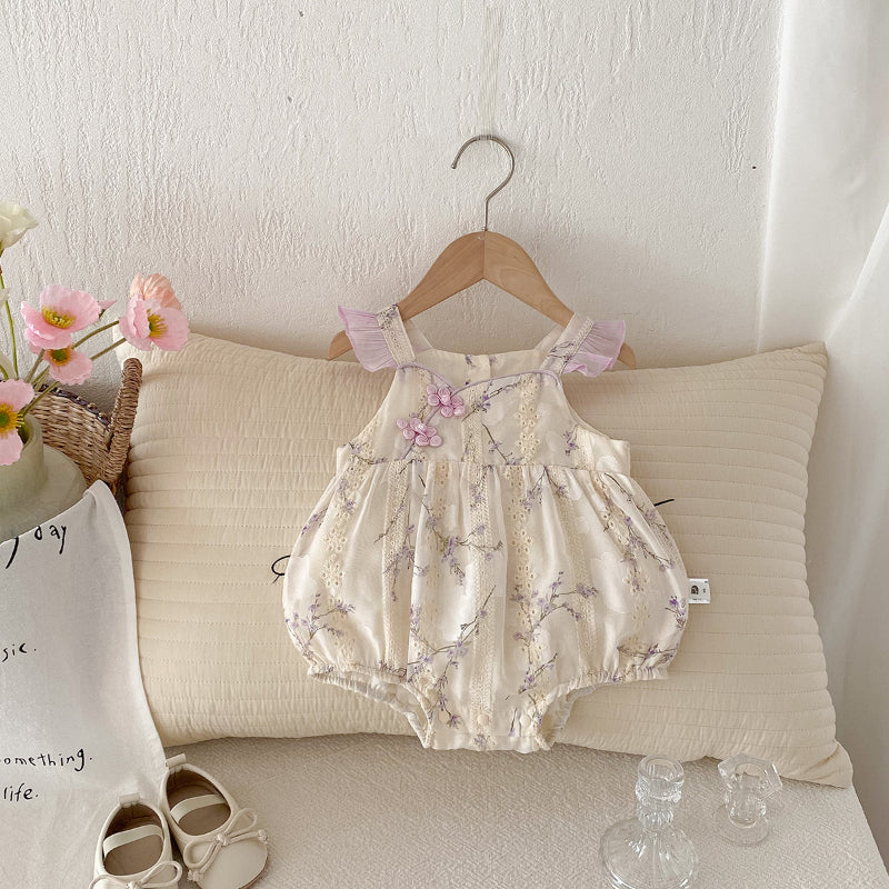 【BABY】夏新作 ガーリー刺繍キャミロンパースSK090610