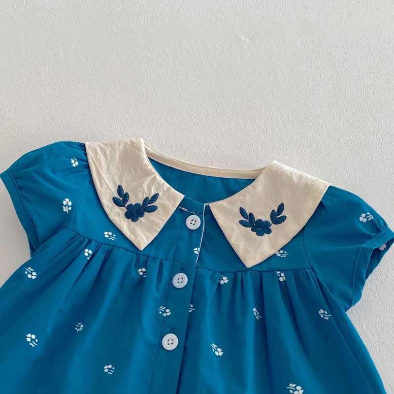 【BABY】夏新作 フラワー刺繍襟セットアップSK072604