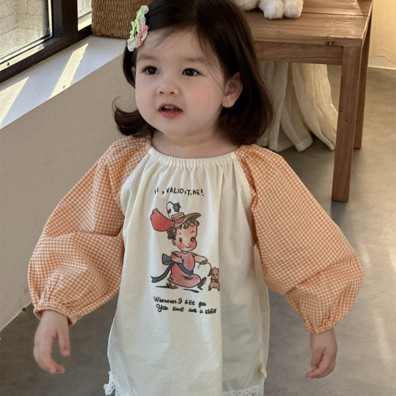 【BABY】長袖カートゥーンプリントブラウスSK072021