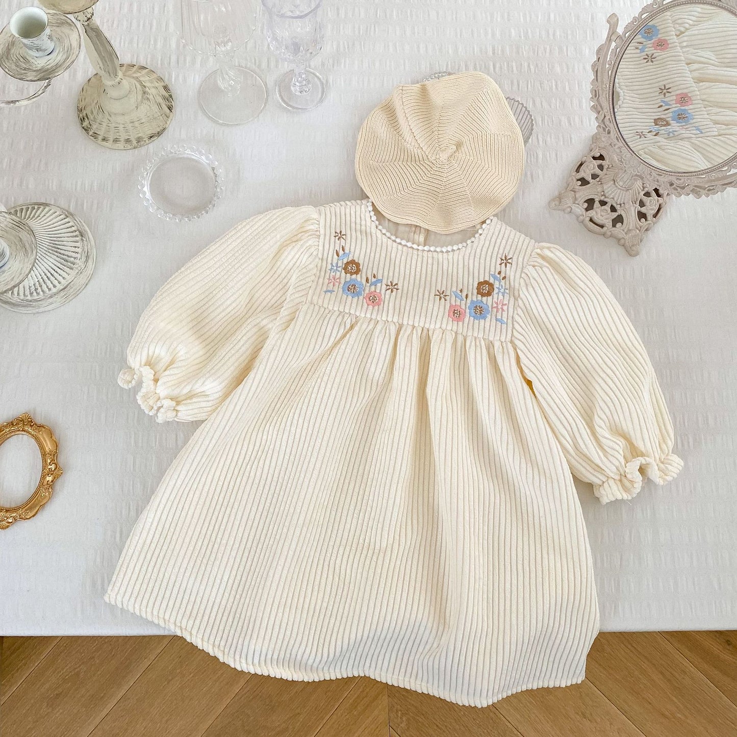 【BABY&KID】コーデュロイフラワークリーワンピースSK031804