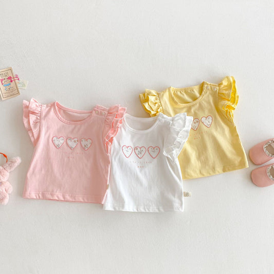 【BABY&KID】夏新作 フライングスリーブ花柄TシャツSKO71211