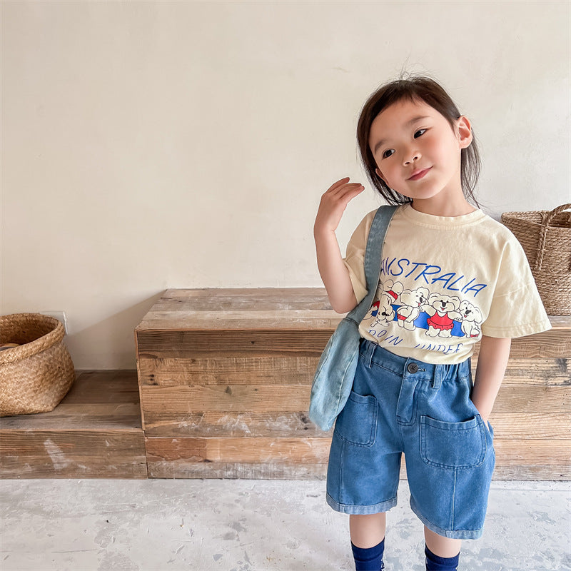 【BABY&KID】夏新作 五つ熊柄TシャツSK091613