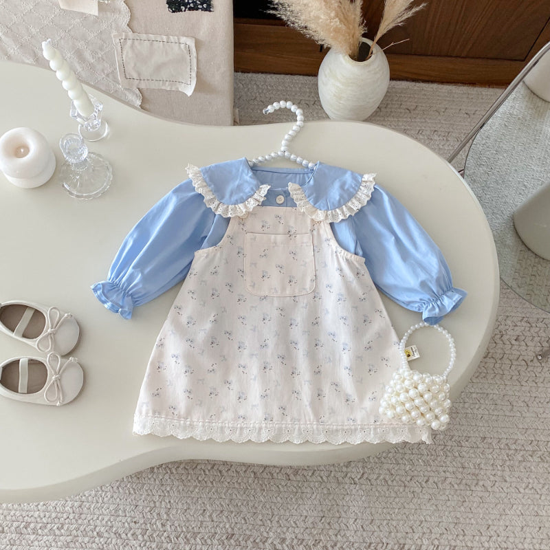 【BABY&KID】花柄サロペットスカート&ガールシャツSK092434