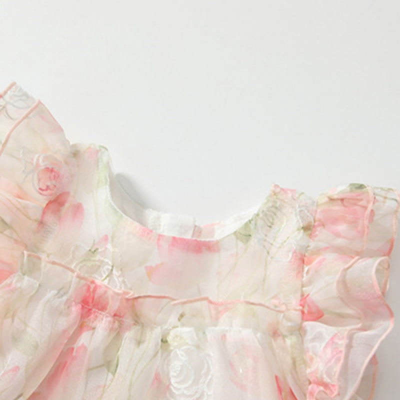 【BABY&KID】夏新作 花柄ピンクワンピース&帽子SK091931