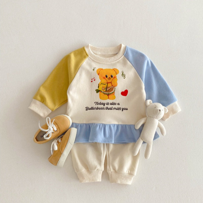 【BABY&KID】可愛いベア&英字ロゴ暖かいセットアップSK032801