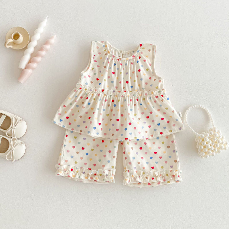 【BABY&KID】夏新作 ハートノースリーブセットSK070201