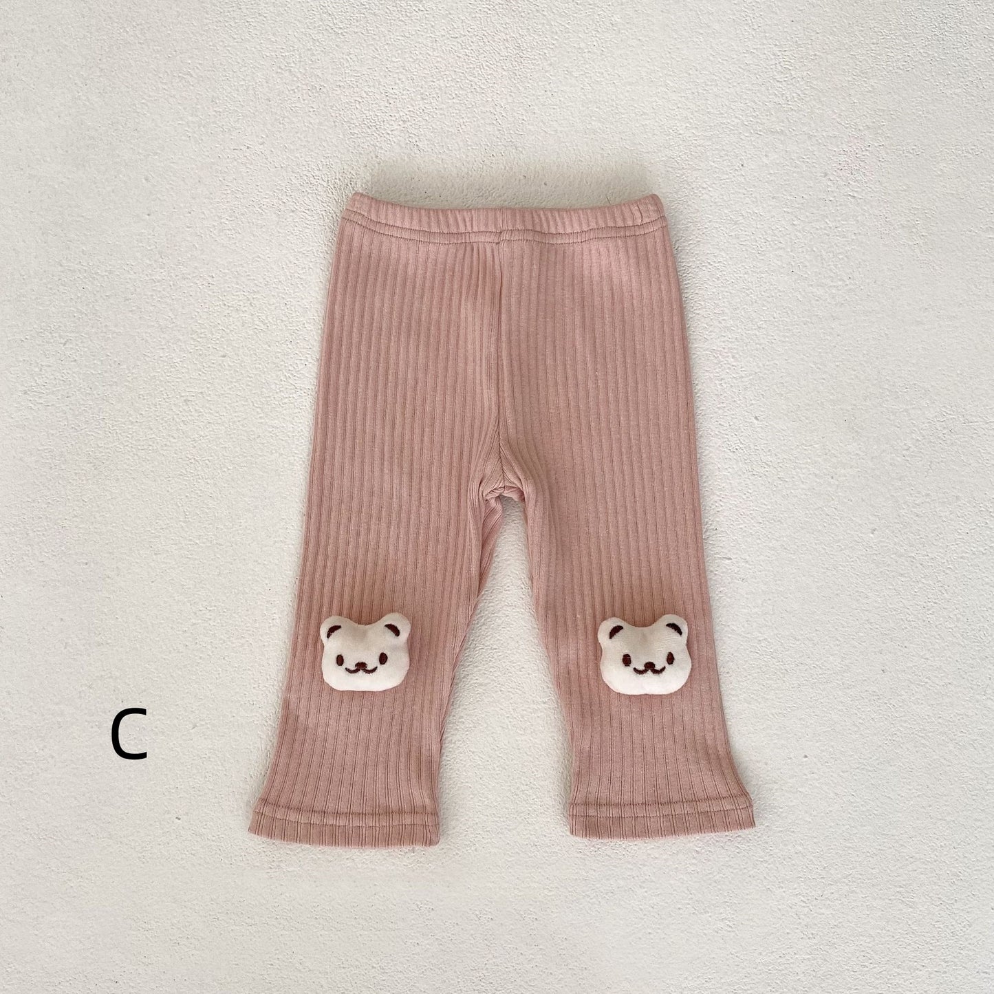 【BABY&KID】クマ柄ベスト、カジュアル無地トップス、クマ柄レギンスSK022218