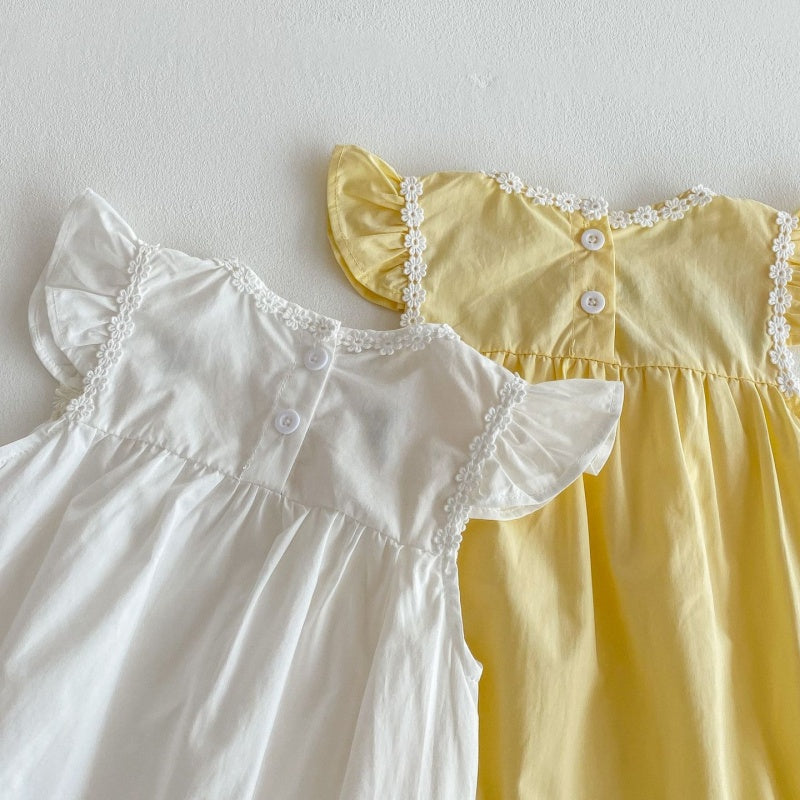 【BABY】夏新作 小花刺繍襟ロンパースSK071907