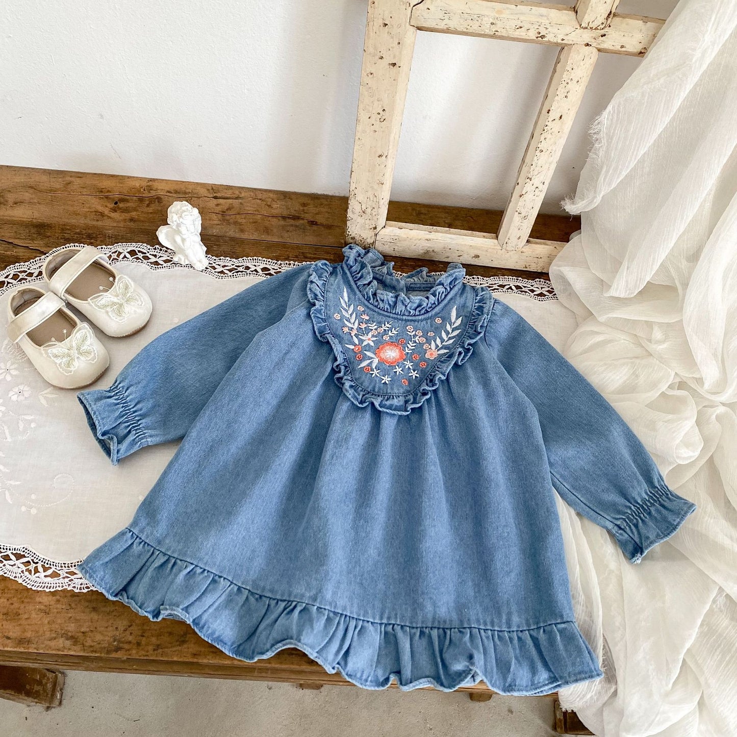 【BABY】デニム刺繡ワンピースSK031806