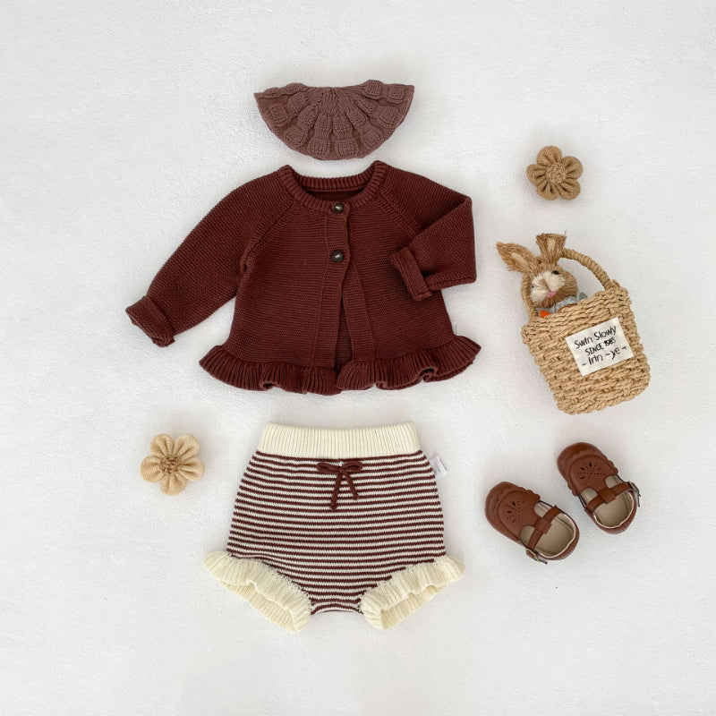 【BABY】フリルニットカーディガン、ショートパンツSK102513