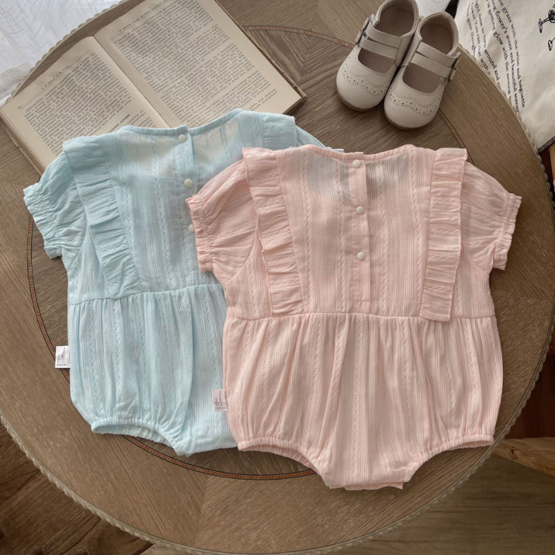 【BABY】夏新作 刺繍入り半袖ロンパースSK091318
