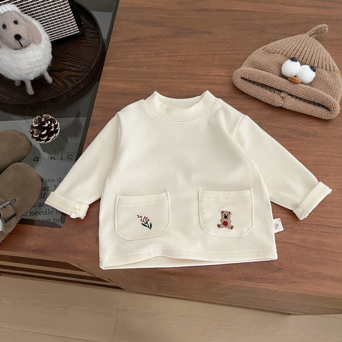 【BABY&KID】ダブルポケット刺繍長袖トップスSK102328