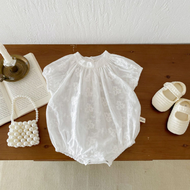 【BABY】夏新作 フラワー刺繍ロンパースSK092616