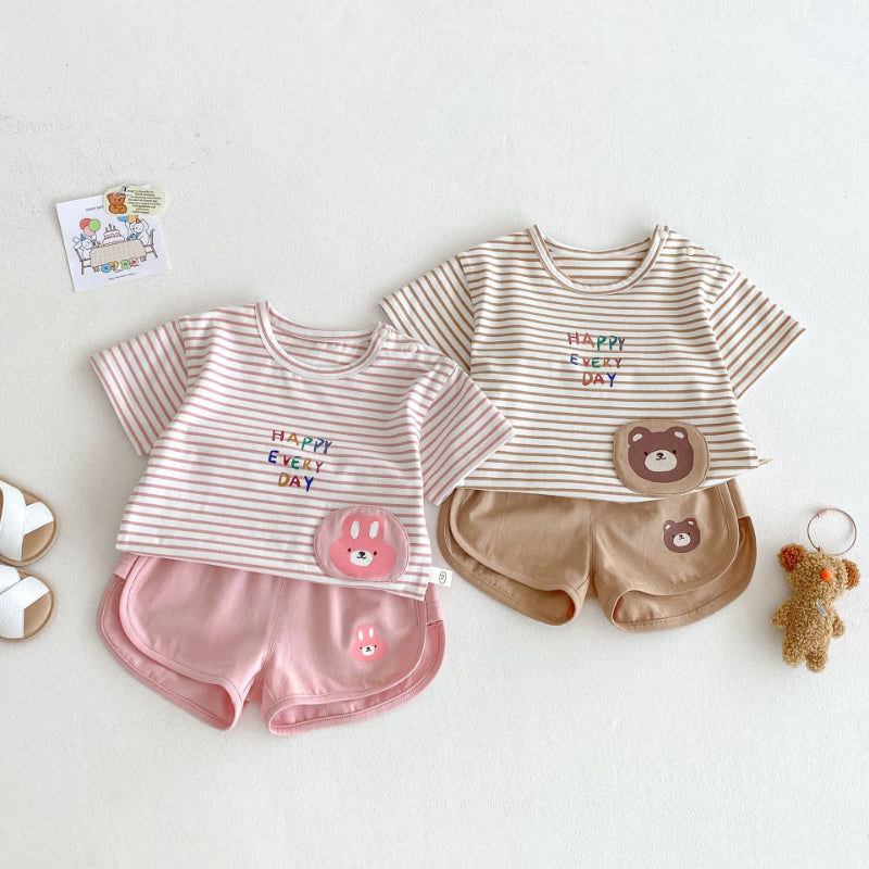 【BABY&KID】夏新作 Happy every dayボーダーセットアップSK070215
