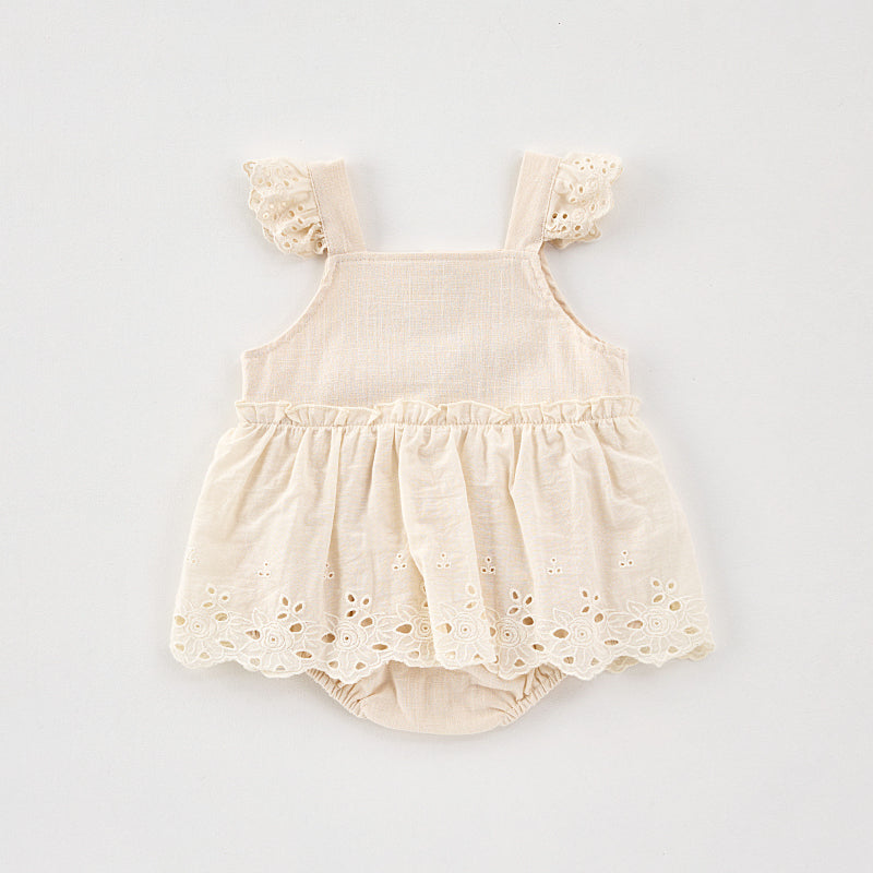 【BABY】夏新作 刺繍フリルキャミロンパースワンピSK081714