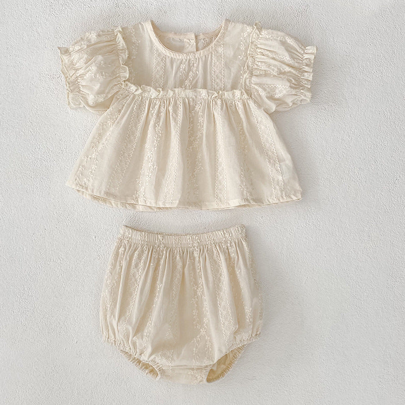 【BABY】夏新作 刺繍、チェック柄セットアップSK072510