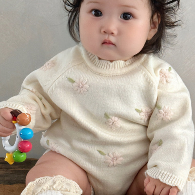 【BABY】ピンク花刺繍ロンパースSK100201