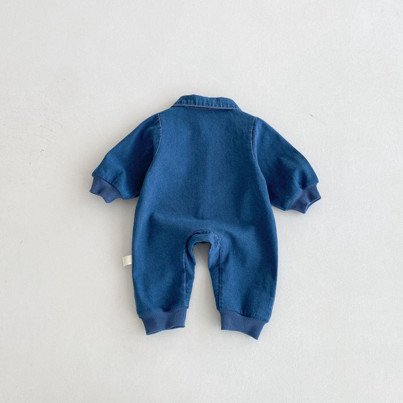 【BABY】アニマル刺繍デニムカバーオールSK100316
