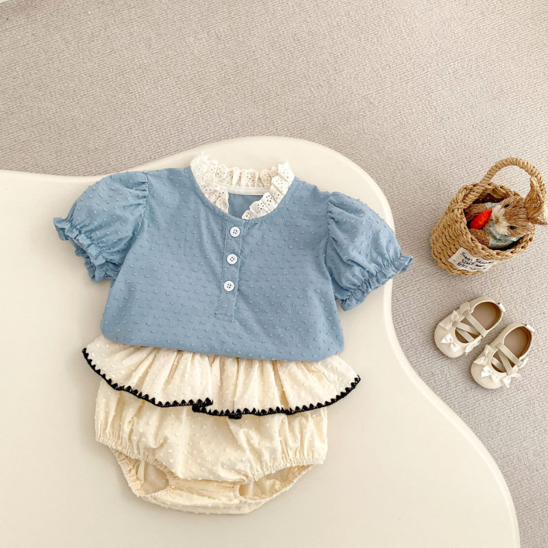 【BABY】夏新作 パフスリーブTシャツ&ショートパンツSK090319