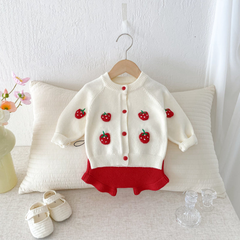 【BABY】いちご柄ニットセットアップSK092401