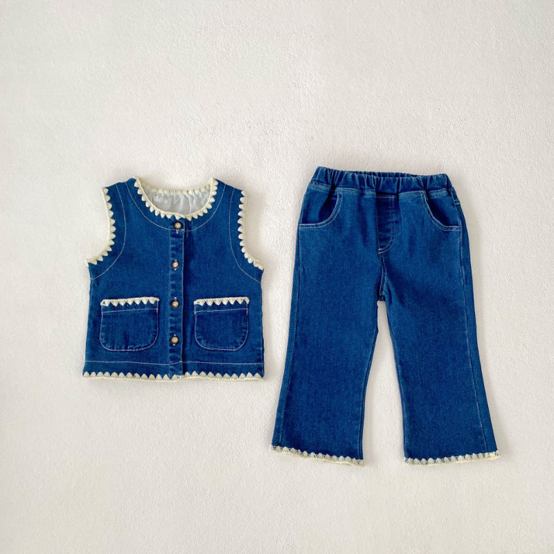 【BABY&KID】デニムベスト、ストレートデニムパンツSK100635