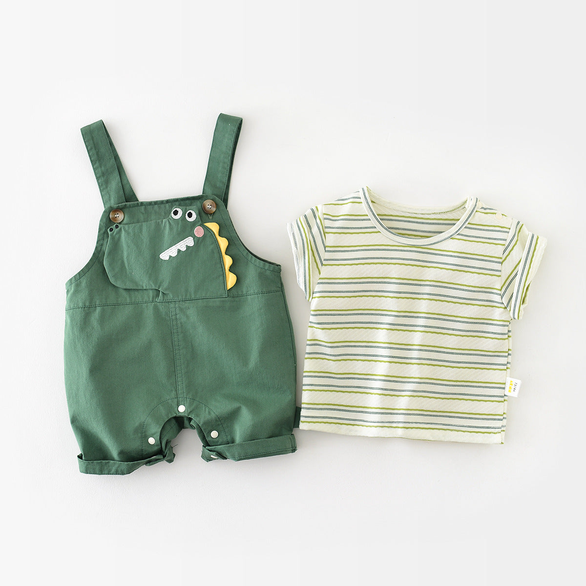 【BABY】夏新作 恐竜サロペット&爽やかボーダーTシャツSK070815
