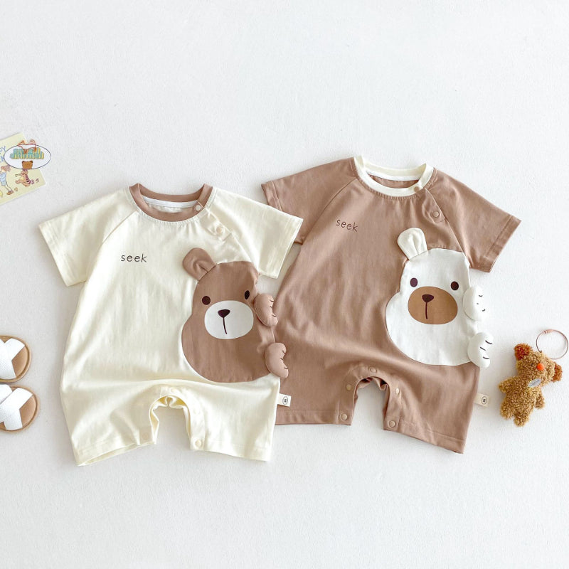 【BABY】夏新作 くまバイカラーロンパースSK070118