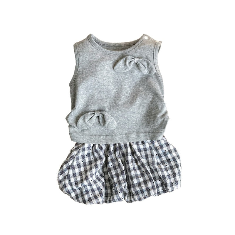 【BABY】夏新作ノースリーブTシャツ&チェックフレアスカートSK105319