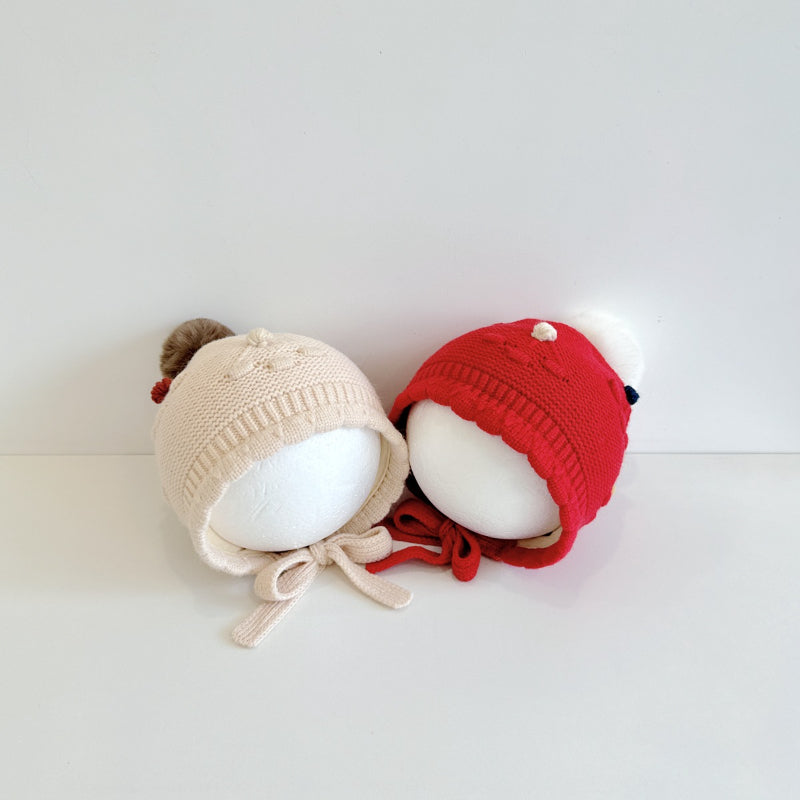 【HAT】波型ポンポンニット帽子SK101607