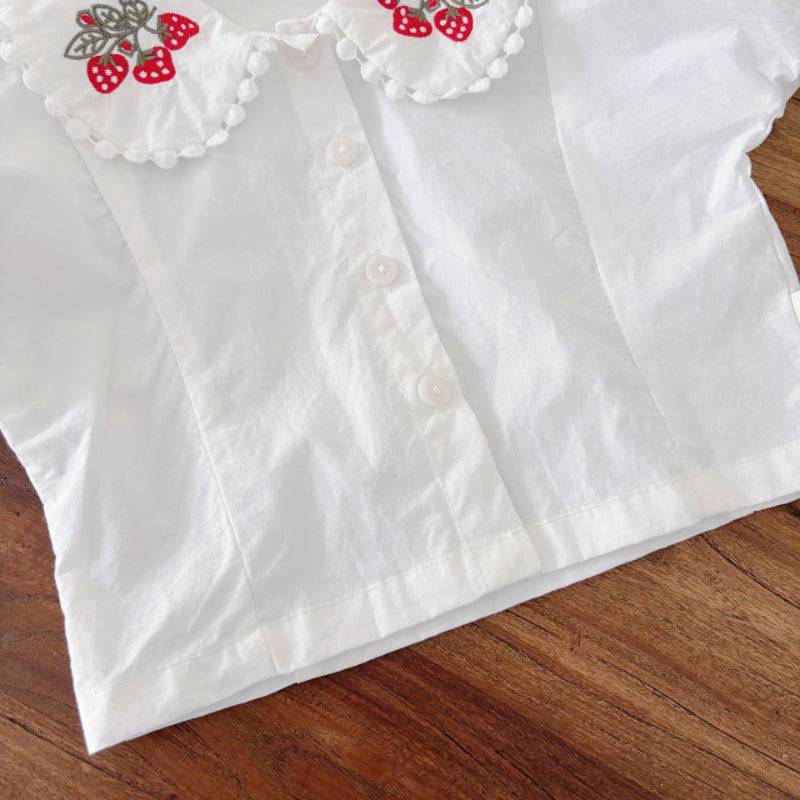 【BABY】夏新作 サロペットロンパース&いちご刺繍ブラウスSK082609