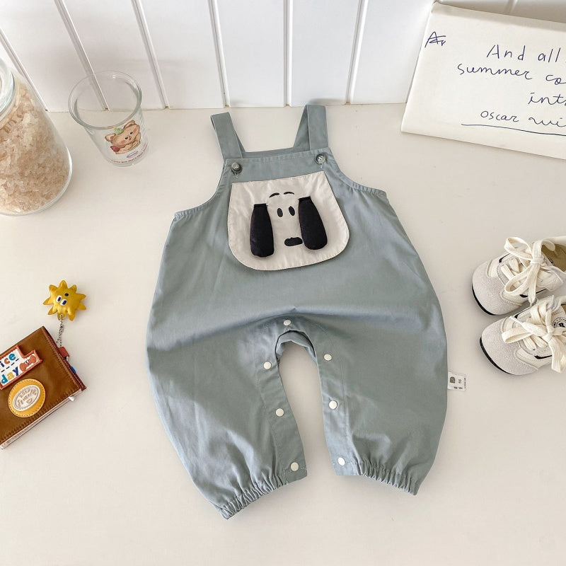 【BABY】大耳わんこサロペット、ブラックTシャツSK101909