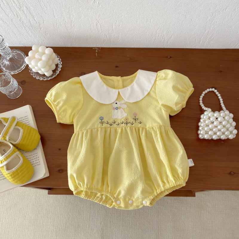 【BABY】夏新作 うさぎ刺繍ロンパースSK070108
